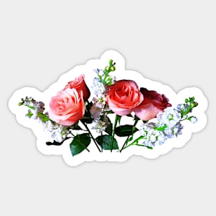 Pink Roses and Snapdragons Sticker